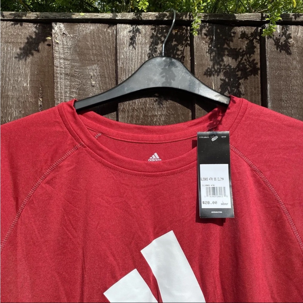 NEW! ADIDAS Climalite Size L Men’s Red Short Sleeve T-Shirt Activewear Sports - Picture 3 of 10